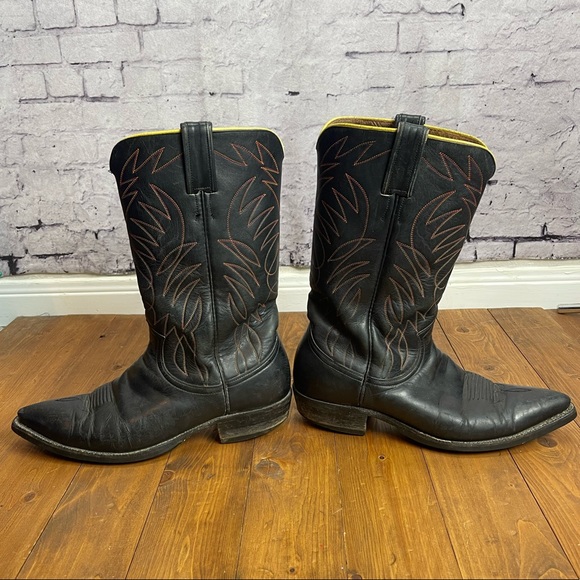 Vintage Justin Boots black mens size 9.5 western cowboy boots - Picture 10 of 12